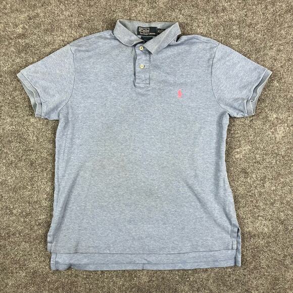 Polo Ralph Lauren Men's Custom Fit Polo Shirt Size M Blue Pink Pony Logo Y2K - Picture 1 of 6
